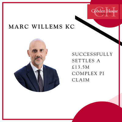 Marc Willems KC instructed on behalf of a Defendant settles very significant PI claim for £13.5M