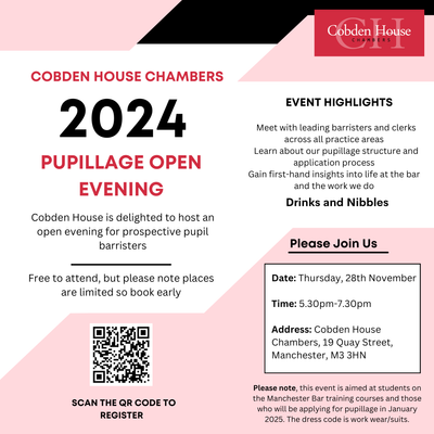 Cobden House Chambers Pupillage Opening Evening 2024